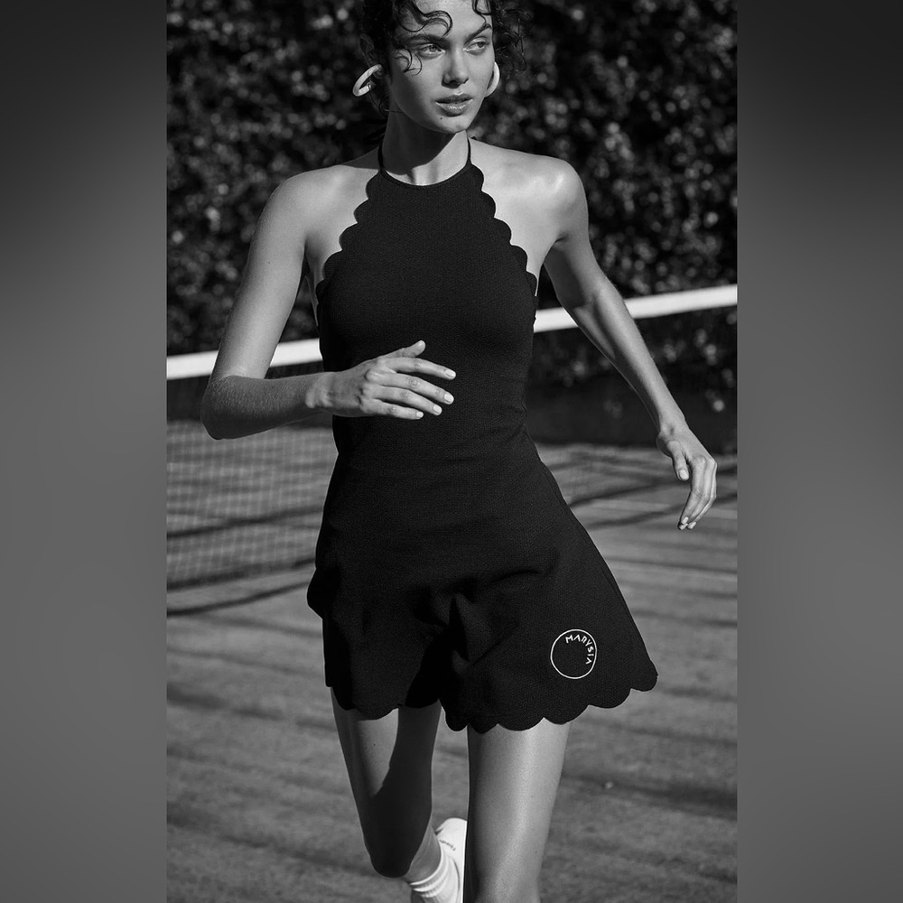 Marysia Black Scallop Bianca Halter Dress